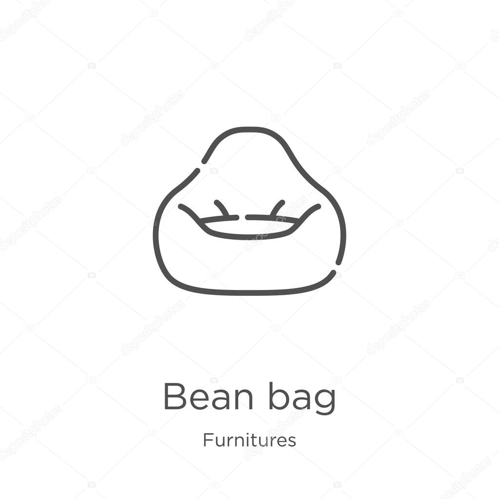 bean bag icon vector from furnitures collection. Thin line bean bag outline icon vector illustration. Outline, thin line bean bag icon for website design and mobile, app development.