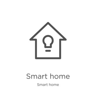 akıllı ev koleksiyonundan akıllı ev simgesi vektörü. İnce çizgi akıllı ev anahat simgesi vektör illüstrasyon. Anahat, web sitesi tasarımı ve mobil için ince çizgi akıllı ev simgesi, uygulama geliştirme.