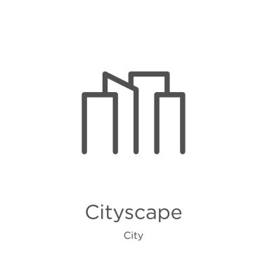 şehir koleksiyonundan cityscape simge vektörü. İnce çizgi cityscape anahat simgesi vektör illüstrasyon. Anahat, web sitesi tasarımı ve mobil, uygulama geliştirme için ince çizgi cityscape simgesi.