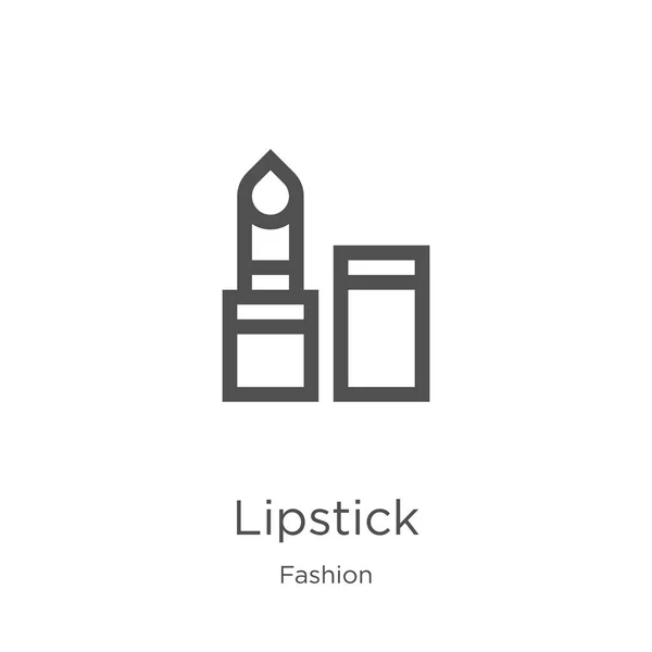 Lápiz labial icono vector de la colección de moda. Ilustración de vectores de iconos delgada línea de lápiz labial. Esquema, icono de lápiz labial de línea delgada para el diseño del sitio web y móvil, desarrollo de aplicaciones . — Archivo Imágenes Vectoriales