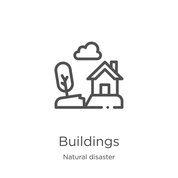 Buildings icon vector from natural disaster collection. Thin line buildings outline icon vector illustration. Outline, thin line buildings icon for website design and mobile, app development. — Stock Vector