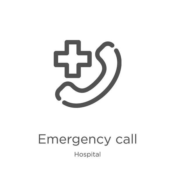Vector de icono de llamada de emergencia de la recogida del hospital. Ilustración de vector de icono de contorno de llamada de emergencia de línea delgada. Esquema, línea delgada icono de llamada de emergencia para el diseño del sitio web y móvil, desarrollo de aplicaciones . — Archivo Imágenes Vectoriales