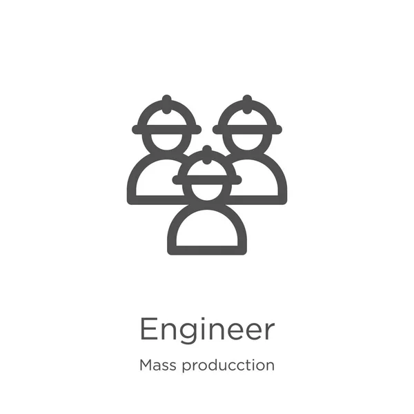 Vetor ícone engenheiro da coleção de produção em massa. Linha fina engenheiro esboço ícone vetor ilustração. Esboço, ícone de engenheiro de linha fina para design de site e móvel, desenvolvimento de aplicativos . — Vetor de Stock