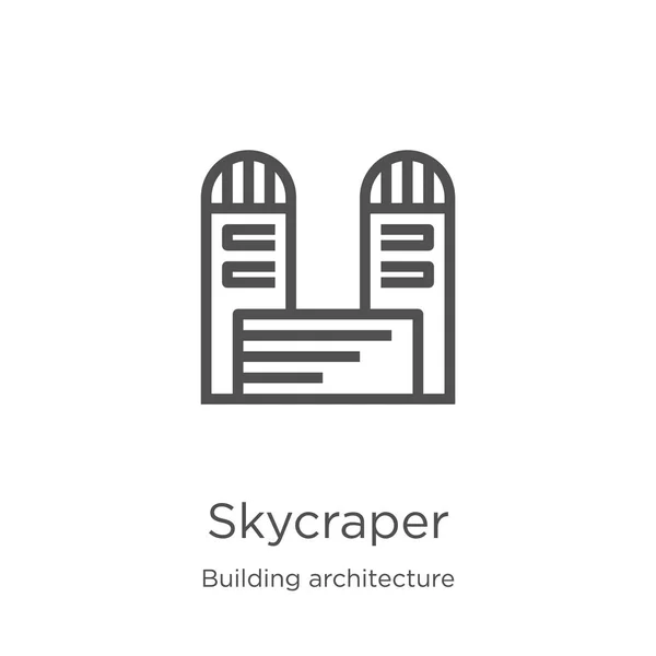 Skycraper pictogram vector van Building Architecture Collection. Dunne lijn skycraper overzicht pictogram vector illustratie. Overzicht, dunne lijn skycraper icon voor website-ontwerp en mobiele, app-ontwikkeling. — Stockvector
