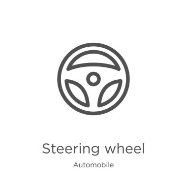 otomobil koleksiyonundan direksiyon simgesi vektör. İnce çizgi direksiyon anahat simgesi vektör illüstrasyon. Anahat, web sitesi tasarımı ve mobil için ince çizgi direksiyon simgesi, uygulama geliştirme.