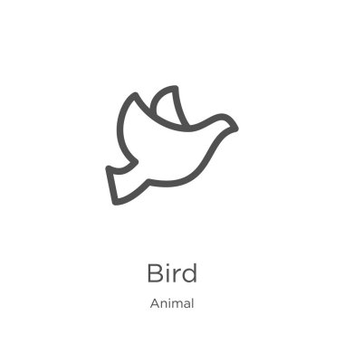 hayvan koleksiyonundan kuş simgesi vektörü. İnce çizgi kuş anahat simgesi vektör illüstrasyon. Anahat, web sitesi tasarımı ve mobil için ince çizgi kuş simgesi, uygulama geliştirme.