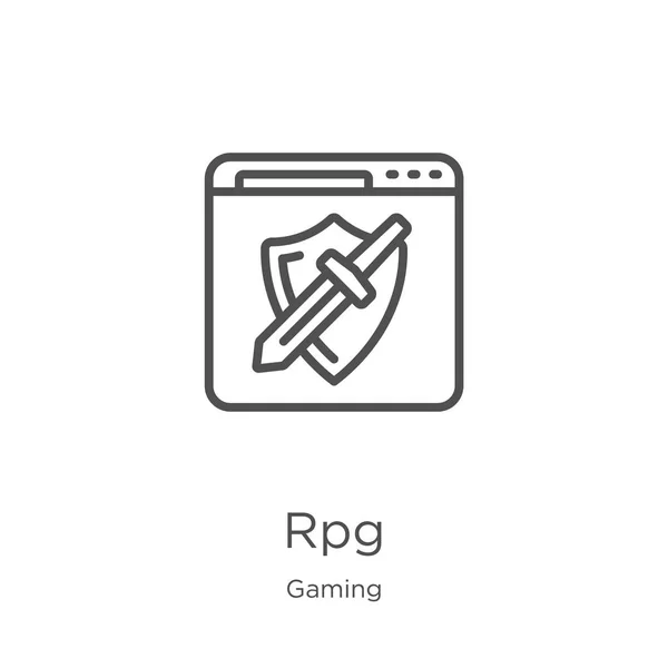 Vector icono rpg de la colección de juegos. Línea delgada RPG esquema icono vector ilustración. Esquema, línea delgada icono RPG para el diseño del sitio web y móvil, desarrollo de aplicaciones . — Vector de stock