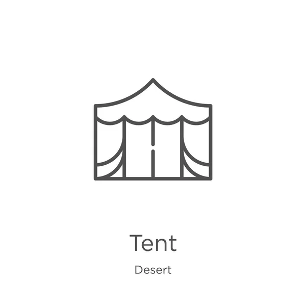 Tent pictogram vector uit Desert collectie. Dunne lijn tent omtrek pictogram vector illustratie. Overzicht, Thin Line tent icoon voor website ontwerp en mobiel, app ontwikkeling. — Stockvector