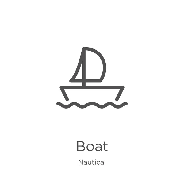 Vector icono barco de la colección náutica. Delgada línea barco contorno icono vector ilustración. Esquema, icono de barco de línea delgada para el diseño del sitio web y móvil, desarrollo de aplicaciones . — Vector de stock