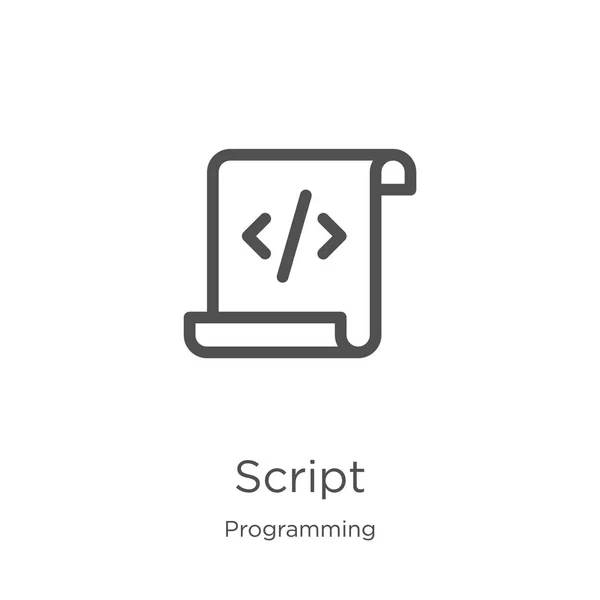 Script icon vector da coleção de programação. Linha fina script esboço ícone vetor ilustração. Esboço, ícone de script de linha fina para design de site e celular, desenvolvimento de aplicativos . —  Vetores de Stock