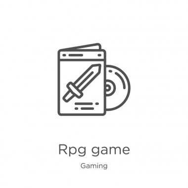 oyun koleksiyonundan rpg oyun simgesi vektör. İnce çizgi rpg oyun anahat simge vektör illüstrasyon. Anahat, web sitesi tasarımı ve mobil, uygulama geliştirme için ince çizgi rpg oyun simgesi.