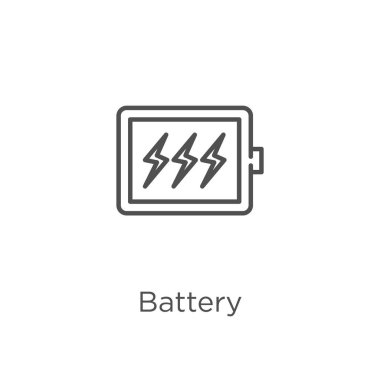 g koleksiyonundan pil simgesi vektörü. İnce çizgi pil anahat simgesi vektör çizimi. Anahat, web sitesi tasarımı ve mobil için ince hat pil simgesi, uygulama geliştirme.