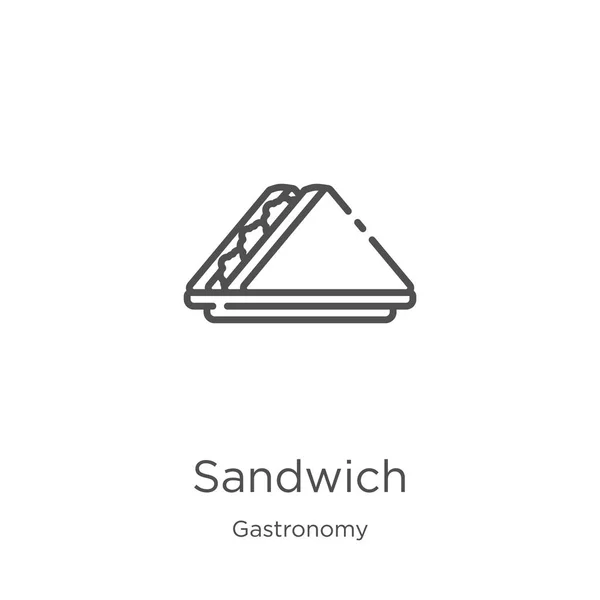 Vetor ícone sanduíche da coleção de gastronomia. Linha fina sanduíche contorno ícone vetor ilustração. Esboço, ícone sanduíche linha fina para o design do site e móvel, desenvolvimento de aplicativos . — Vetor de Stock