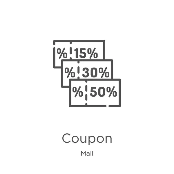Coupon pictogram vector van Mall collectie. Dunne lijn coupon overzicht pictogram vector illustratie. Overzicht, dunne lijn coupon pictogram voor website-ontwerp en mobiele, app-ontwikkeling. — Stockvector