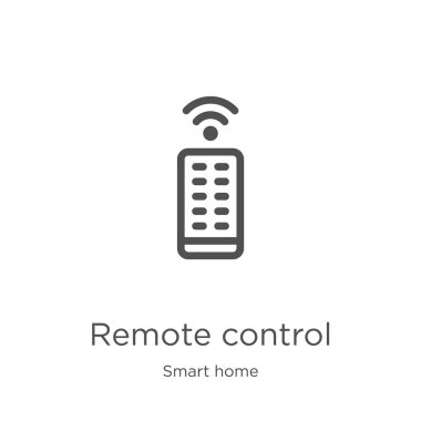 akıllı ev koleksiyonundan uzaktan kumanda simgesi vektörü. İnce çizgi uzaktan kumanda anahat simgesi vektör çizimi. Anahat, web sitesi tasarımı ve mobil, uygulama geliştirme için ince hat uzaktan kumanda simgesi.