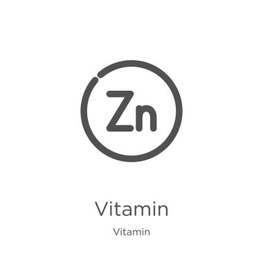 vitamin toplama dan vitamin simgesi vektör. İnce çizgi vitamin anahat simgesi vektör illüstrasyon. Anahat, web sitesi tasarımı ve mobil için ince çizgi vitamin simgesi, uygulama geliştirme.