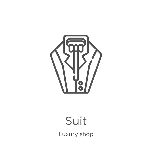 Suit icon vector from luxury shop collection. Thin line suit outline icon vector illustration. Outline, thin line suit icon for website design and mobile, app development. — Stock Vector