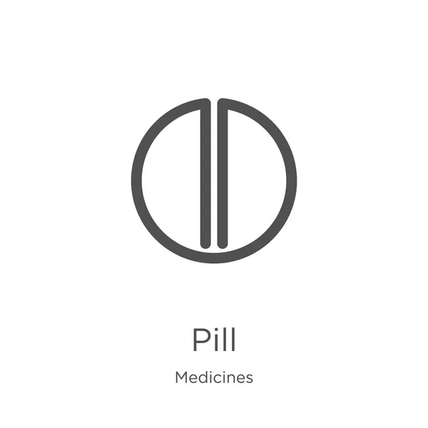 Pilule icône vecteur de la collection de médicaments. Illustration vectorielle d'icône de contour de pilule de ligne mince. Aperçu, icône de pilule de ligne mince pour la conception de site Web et mobile, développement d'applications . — Image vectorielle