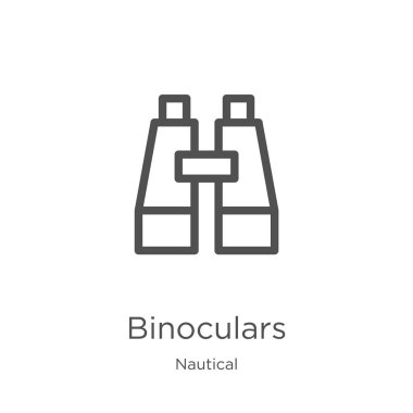 deniz koleksiyonundan dürbün simgesi vektörü. İnce çizgi dürbün simge vektör illüstrasyon anahat. Anahat, web sitesi tasarımı ve mobil için ince çizgi dürbün simgesi, uygulama geliştirme.