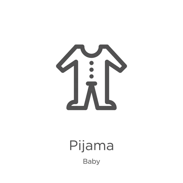 Pijama vector icono de la colección del bebé. Ilustración vectorial delgada línea pijama contorno icono. Esquema, icono de pijama de línea delgada para el diseño del sitio web y móvil, desarrollo de aplicaciones . — Vector de stock