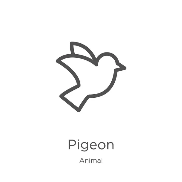 pigeon icon vector from animal collection. Thin line pigeon outline icon vector illustration. Outline, thin line pigeon icon for website design and mobile, app development.