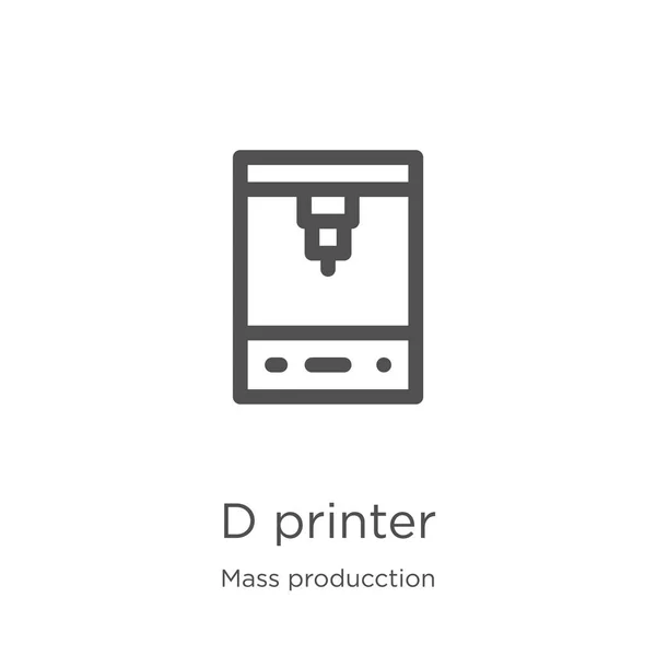 D printerpictogram vector van massa producction collectie. Dunne lijn d printer overzicht pictogram vector illustratie. Overzicht, Thin Line d-printerpictogram voor website-ontwerp en mobiel, app-ontwikkeling. — Stockvector