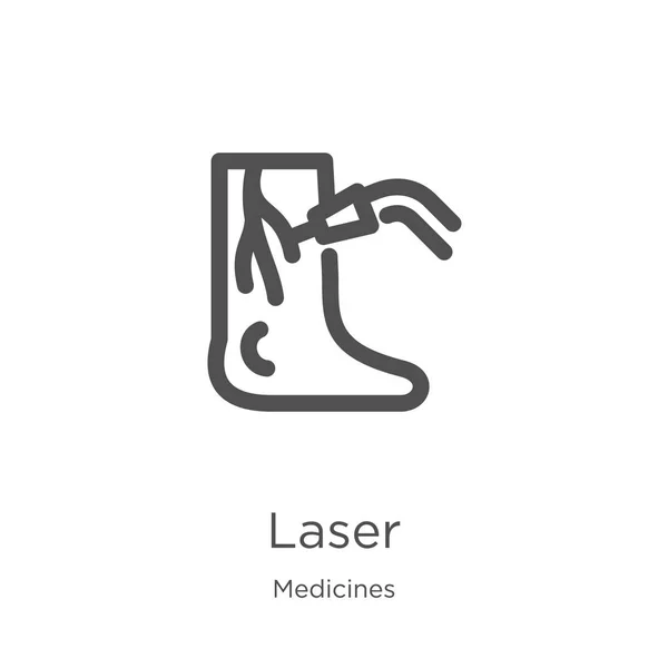 Laser pictogram vector van geneesmiddelen collectie. Dunne Lijnlaser contour pictogram vector illustratie. Overzicht, Thin Line Laser pictogram voor website-ontwerp en mobiele, app-ontwikkeling. — Stockvector