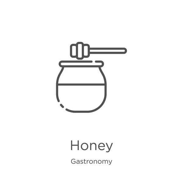 Honing pictogram vector uit gastronomie collectie. Dunne lijn honing overzicht pictogram vector illustratie. Overzicht, dun lijn honing pictogram voor website-ontwerp en mobiel, app-ontwikkeling. — Stockvector