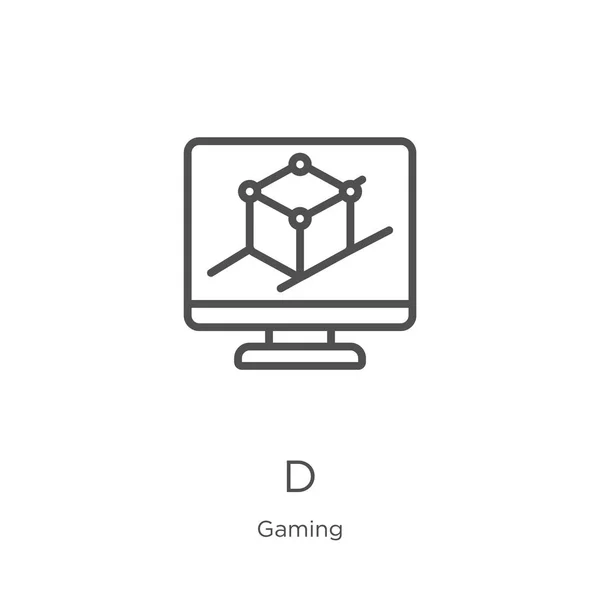 D icon vector from gaming collection. Thin line d outline icon vector illustration. Outline, thin line d icon for website design and mobile, app development. — Stock Vector