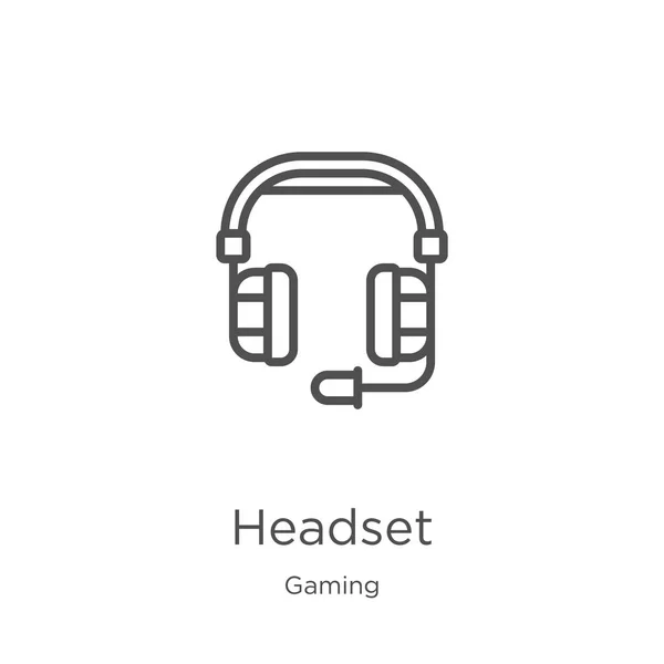 Headset icon vector from gaming collection. Thin line headset outline icon vector illustration. Outline, thin line headset icon for website design and mobile, app development. — Stock Vector