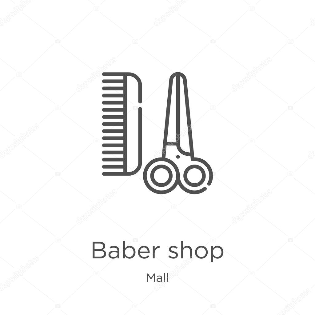 baber shop icon vector from mall collection. Thin line baber shop outline icon vector illustration. Outline, thin line baber shop icon for website design and mobile, app development.