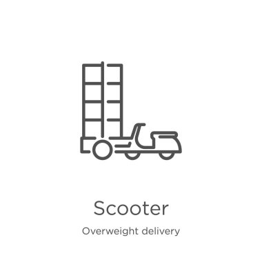 kilolu teslimat koleksiyonundan scooter simgesi vektör. İnce çizgi scooter anahat simgesi vektör illüstrasyon. Anahat, web sitesi tasarımı ve mobil için ince çizgi scooter simgesi, uygulama geliştirme.