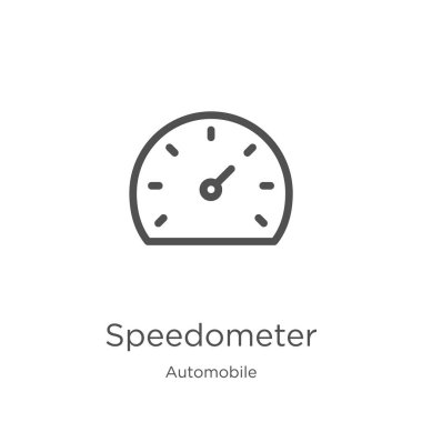 otomobil koleksiyonundan hız göstergesi simgesi vektörü. İnce çizgi hız göstergesi anahat simgesi vektör çizimi. Anahat, web sitesi tasarımı ve mobil için ince hat hız göstergesi simgesi, uygulama geliştirme.