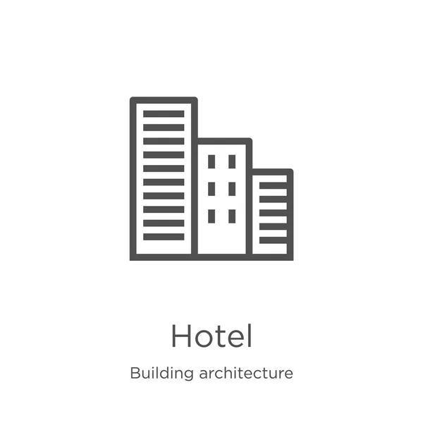 Hotel icon vector van Building Architecture Collection. Thin Line Hotel overzicht pictogram vector illustratie. Overzicht, Thin Line Hotel icoon voor website ontwerp en mobiel, app ontwikkeling. — Stockvector