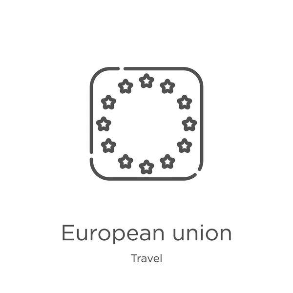 Unión Europea vector icono de la colección de viajes. Línea delgada Unión Europea contorno icono vector ilustración. Esquema, línea delgada icono de la unión europea para el diseño de sitios web y móviles, desarrollo de aplicaciones . — Vector de stock