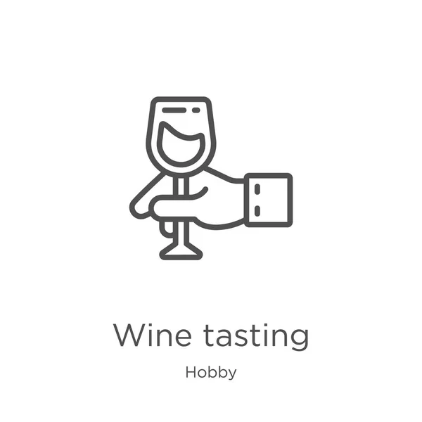 Icono de la degustación de vino vector de la colección hobby. Ilustración de vectores de iconos de cata de vinos de línea fina. Esquema, icono de degustación de vinos de línea fina para el diseño de sitios web y móviles, desarrollo de aplicaciones . — Vector de stock
