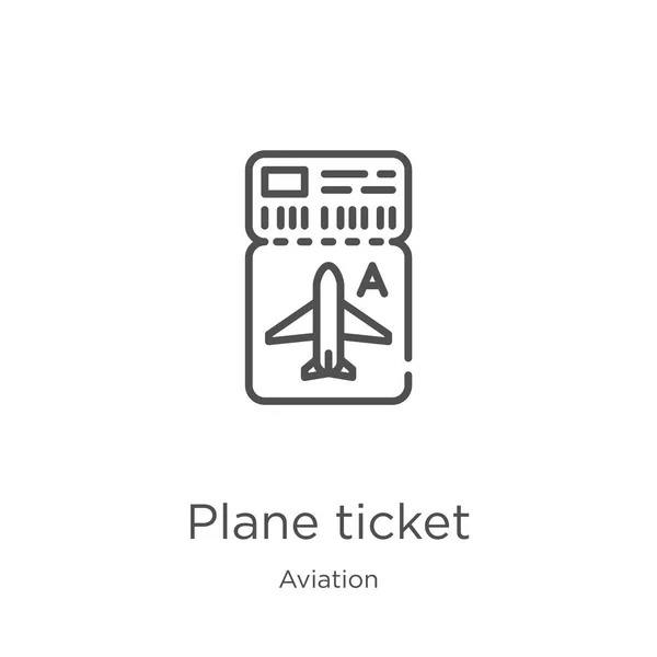 Ticket de avión vector icono de la colección de aviación. Línea delgada billete de avión esquema icono ilustración vectorial. Esquema, icono de billete de avión de línea delgada para el diseño del sitio web y móvil, desarrollo de aplicaciones . — Vector de stock