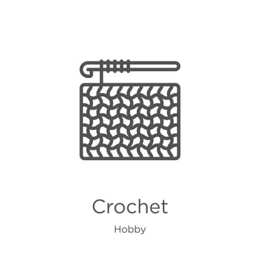 hobi koleksiyonundan tığ işi simge vektör. İnce çizgi lişey anahat simgesi vektör çizimi. Anahat, web sitesi tasarımı ve mobil için ince çizgi tığ işi simgesi, uygulama geliştirme.