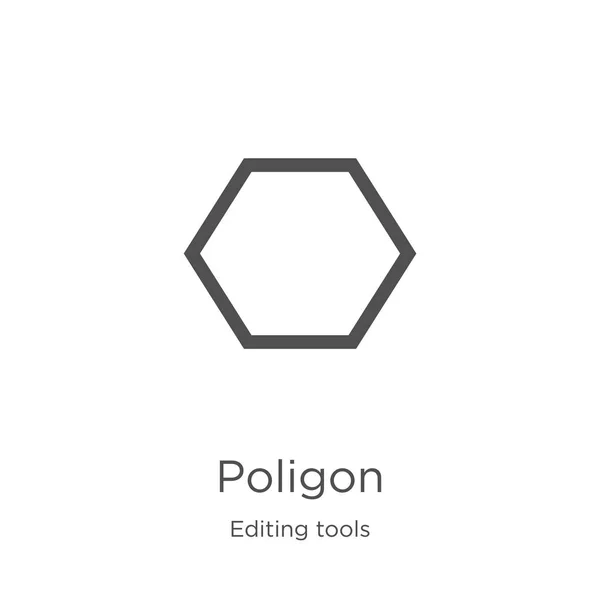 Poligon icône vecteur de la collection d'outils d'édition. Illustration vectorielle d'icône de contour poligon de ligne mince. Schéma, icône poligon fine ligne pour la conception de site Web et mobile, développement d'applications . — Image vectorielle