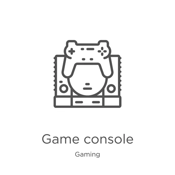 Juego icono de la consola vector de la colección de juegos. Línea delgada consola de juegos esquema icono ilustración vectorial. Esquema, icono de consola de juegos de línea delgada para el diseño del sitio web y móvil, desarrollo de aplicaciones . — Vector de stock