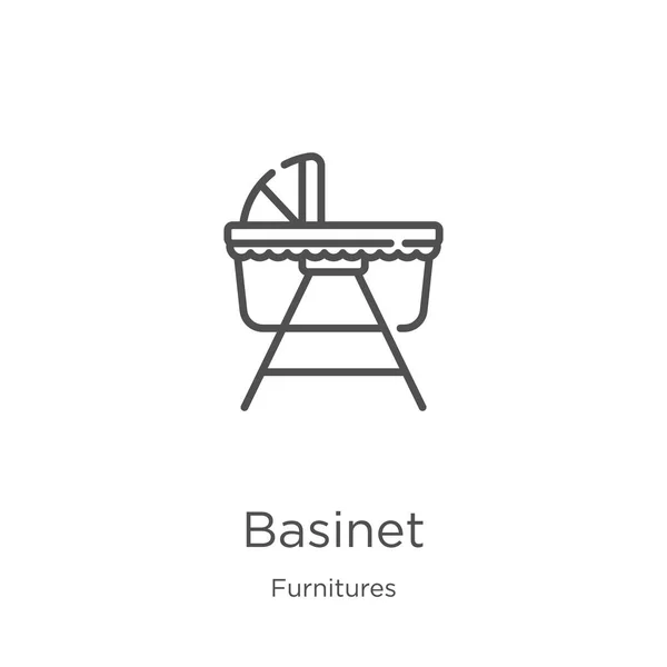 Basinet Icon Vector aus der Möbelkollektion. Thin Line Basinet Outline Icon Vektor Illustration. Umriss, dünnes Basinet-Symbol für Website-Design und Mobile, App-Entwicklung. — Stockvektor