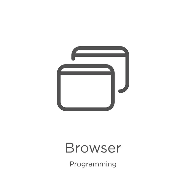 Vector icono del navegador de la colección de programación. Ilustración de vectores de iconos delgada línea navegador contorno. Esquema, icono de navegador de línea delgada para el diseño del sitio web y móvil, desarrollo de aplicaciones . — Vector de stock