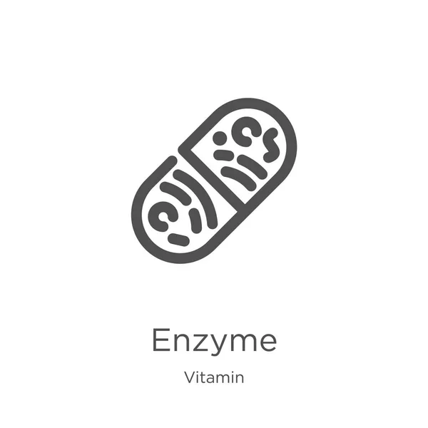 vitamin toplama enzim simgesi vektör. İnce çizgi enzim anahat simgesi vektör illüstrasyon. Anahat, web sitesi tasarımı ve mobil için ince çizgi enzim simgesi, uygulama geliştirme.