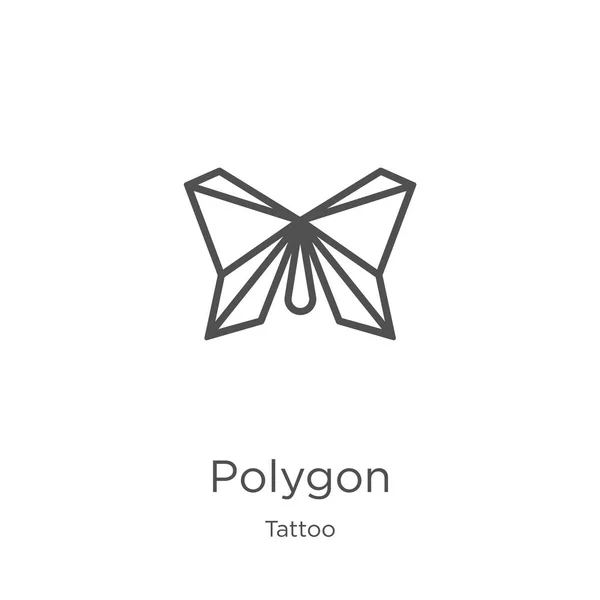 Vector icono polígono de la colección de tatuajes. Ilustración de vector de icono de contorno de polígono de línea delgada. Esquema, icono de polígono de línea delgada para el diseño del sitio web y móvil, desarrollo de aplicaciones . — Vector de stock