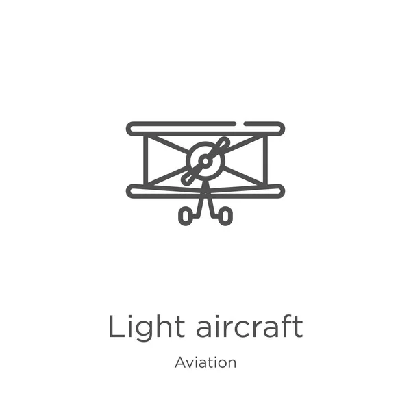Lehký vektor ikon letadel ze sběru letectví. Obrysová ikona pro světelnou linii letounu tenká čára. Obrysová, tenká čára, ikona letadla pro návrh webových stránek a mobilní, vývoj aplikací. — Stockový vektor