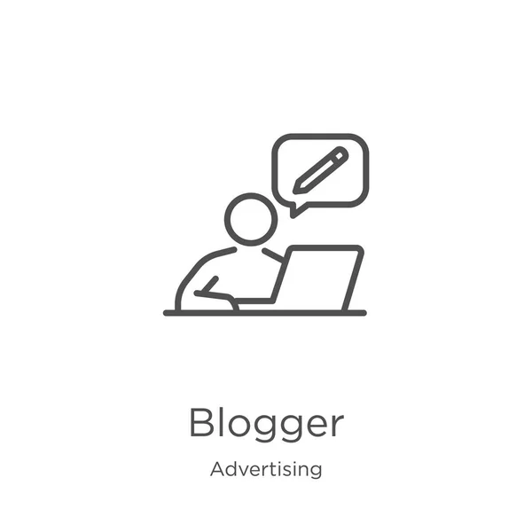 reklam koleksiyonundan blogger simgesi vektör. İnce çizgi blogger anahat simgesi vektör illüstrasyon. Anahat, web sitesi tasarımı ve mobil, uygulama geliştirme için ince çizgi blogger simgesi.