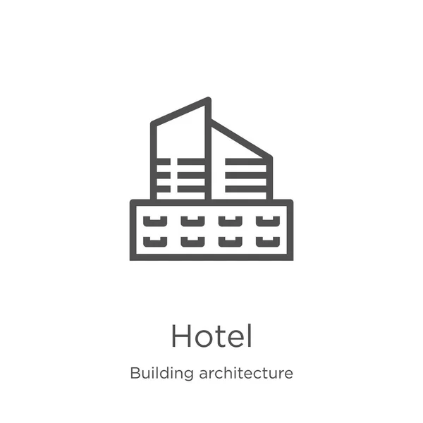 Hotel icon vector van Building Architecture Collection. Thin Line Hotel overzicht pictogram vector illustratie. Overzicht, Thin Line Hotel icoon voor website ontwerp en mobiel, app ontwikkeling. — Stockvector