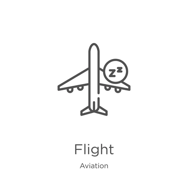Vector icono de vuelo de la colección de aviación. Icono de esquema de vuelo en línea delgada ilustración vectorial. Esquema, icono de vuelo de línea delgada para el diseño del sitio web y móvil, desarrollo de aplicaciones . — Vector de stock