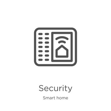 akıllı ev koleksiyonundan güvenlik simgesi vektörü. İnce çizgi güvenlik anahat simgesi vektör çizimi. Anahat, web sitesi tasarımı ve mobil, uygulama geliştirme için ince hat güvenlik simgesi.