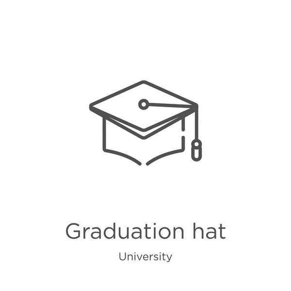 Chapeau de graduation icône vecteur de la collection universitaire. Illustration vectorielle d'icône de contour de chapeau de graduation de ligne mince. contour, mince ligne chapeau icône de graduation pour la conception de site Web et mobile, développement d'applications . — Image vectorielle